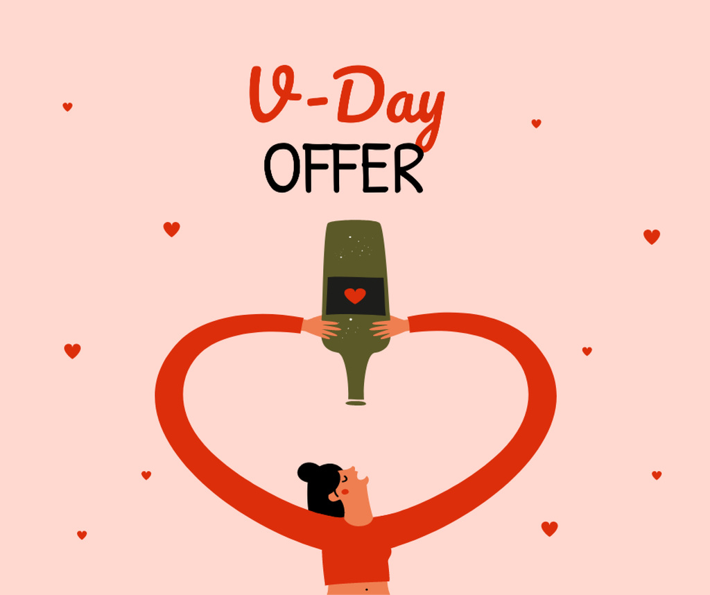 Wine offer on Valentine's day Facebook tervezősablon