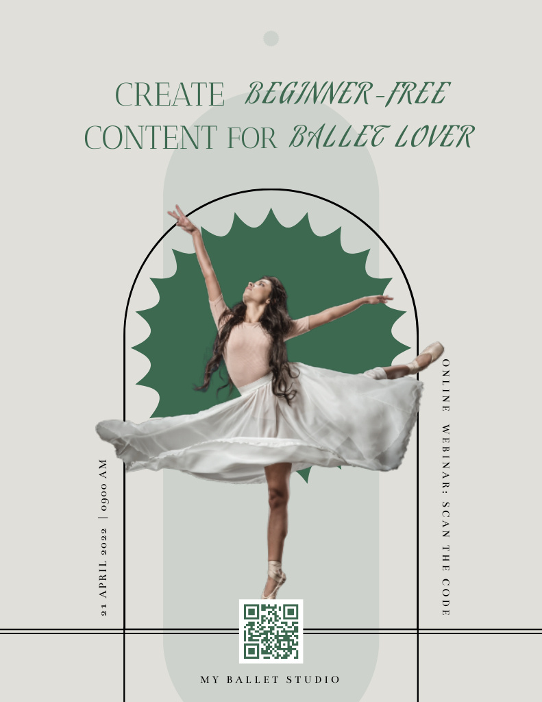Ballet Studio Ad with Girl Flyer 8.5x11in Design Template