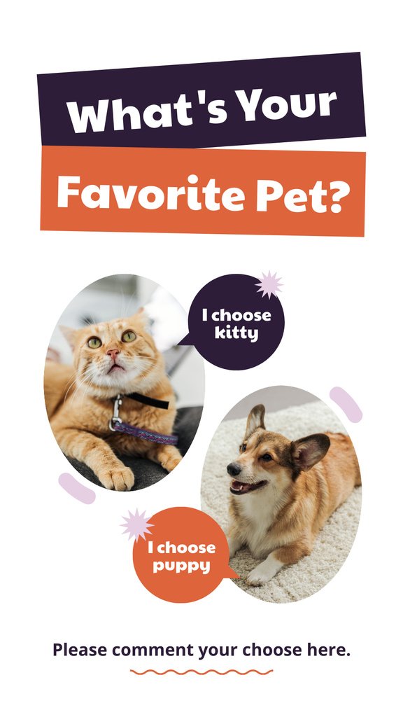 Questionnaire About Favorite Pet Instagram Storyデザインテンプレート