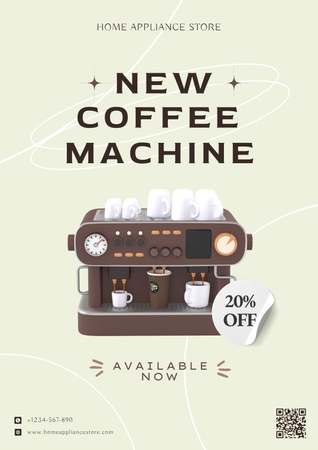 Designvorlage New Coffee Machines Sale Offer für Poster