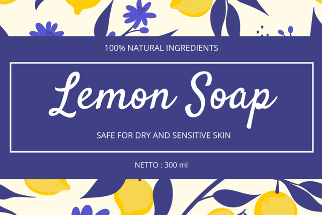 Designvorlage Natural Lemon Soap für Label