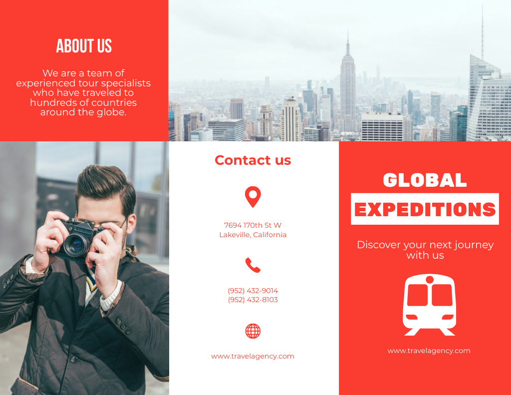 Global Expedition Offer with Travel Agency Brochure 8.5x11in Tasarım Şablonu