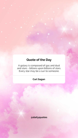 Designvorlage Quote of the day on pink Sky für Instagram Story