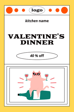 Ystävänpäivän illallisen alennustarjous Pinterest Design Template