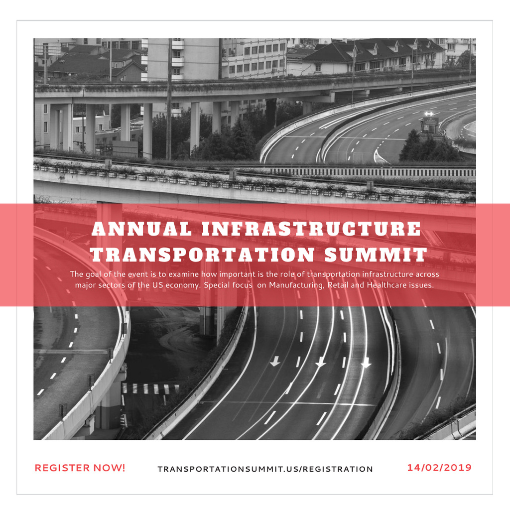 Annual infrastructure transportation summit Instagram AD Šablona návrhu