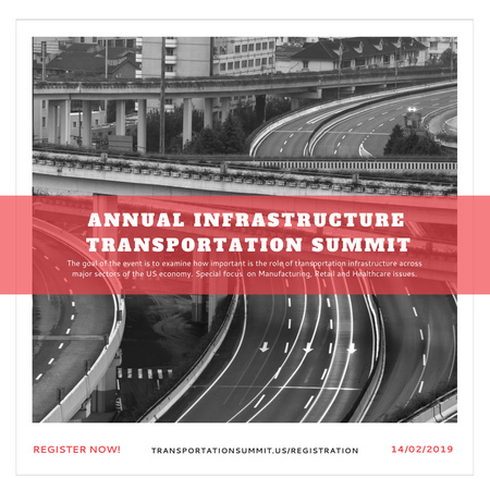 Modèle de visuel Sommet annuel sur le transport des infrastructures - Instagram AD