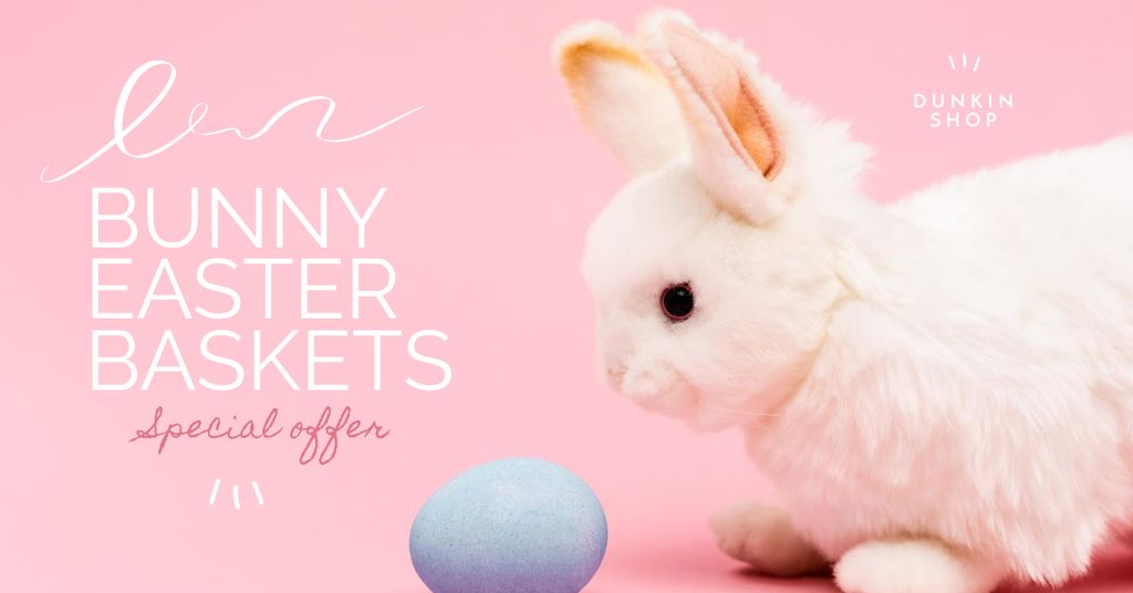 Authentic Bunny Easter Baskets Offer Facebook AD Design Template