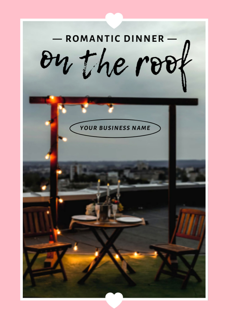 Offer of Romantic Valentine's Dinner on Roof Flayer Šablona návrhu