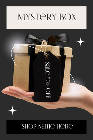 Mystery Box Grey and Black Pinterest Design Template