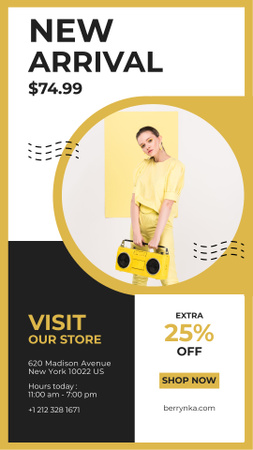Fashion Store Ad with Stylish Woman Instagram Story Design Template