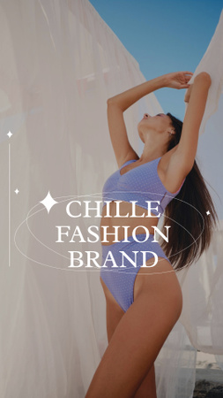Ontwerpsjabloon van Instagram Story van fashion sale advertentie met vrouw in badpak