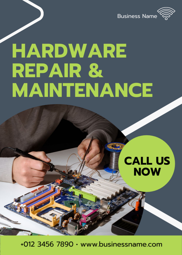 Services of Hardware Repair and Maintenance Flayer Design Template
