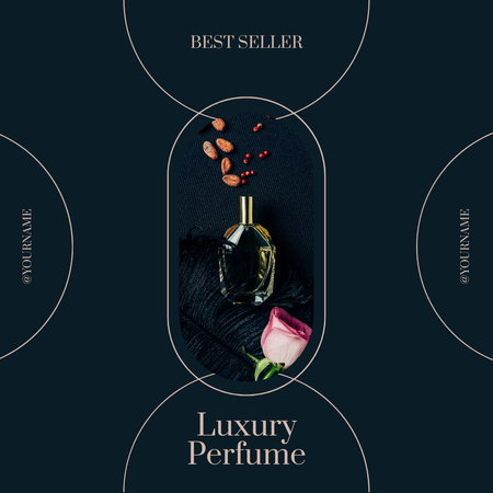 Plantilla de diseño de Perfume de Lujo con Rosa y Pluma Instagram 