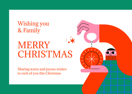 Christmas Greeting with Good Wishes and Decoration Postcard 5x7in Design Template