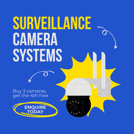 Modèle de visuel Promotion d'installation d'équipement de surveillance vidéo sur Blue - Instagram AD