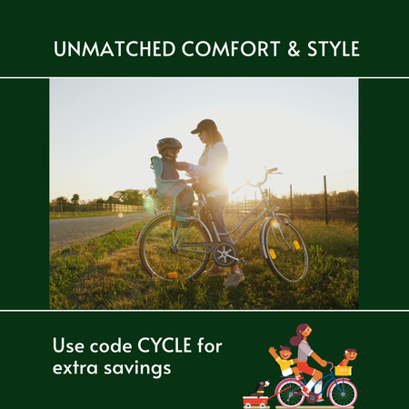 Kid's Seat In Bicycles offer With Discounts Animated Post Design Template