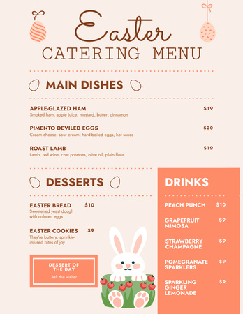 Easter Catering Foods List Menu 8.5x11in Design Template