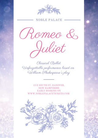 Romeo and Juliet ballet performance announcement Flyer A6 Design Template