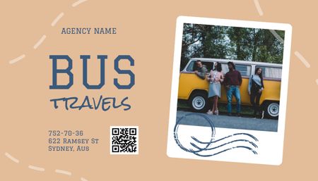 Bus Travel Tour Announcement Business Card US – шаблон для дизайну