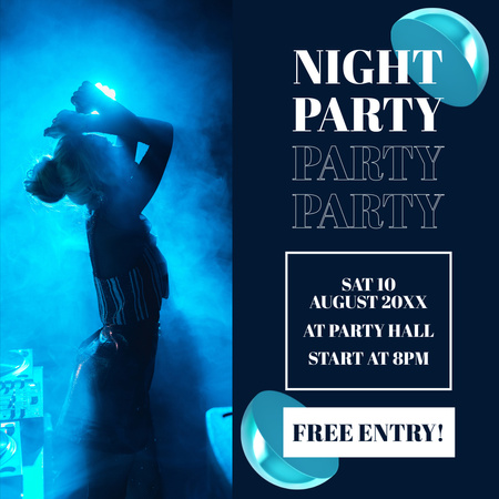 Woman dancing on Night Party Instagram Design Template