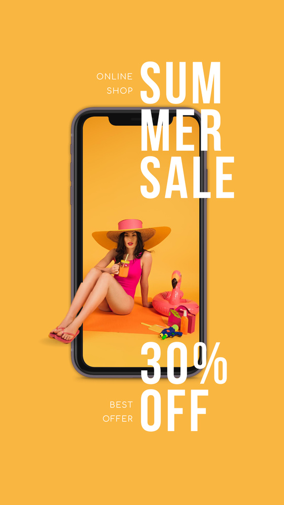 Summer Swimsuit Sale in Yellow Instagram Story Design Template