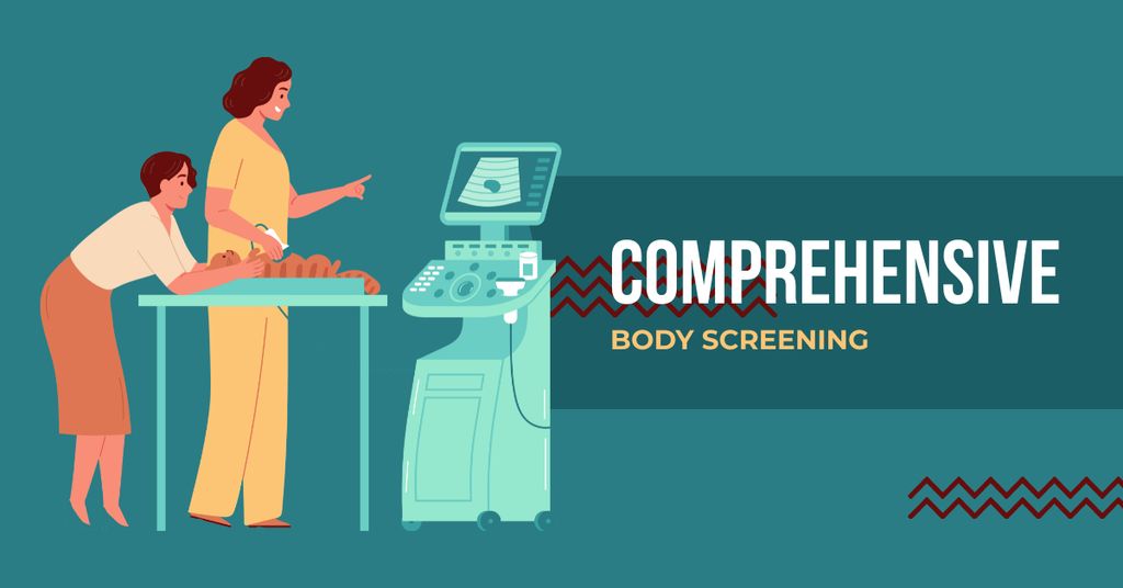 Ontwerpsjabloon van Facebook AD van Comprehensive body screening illustration