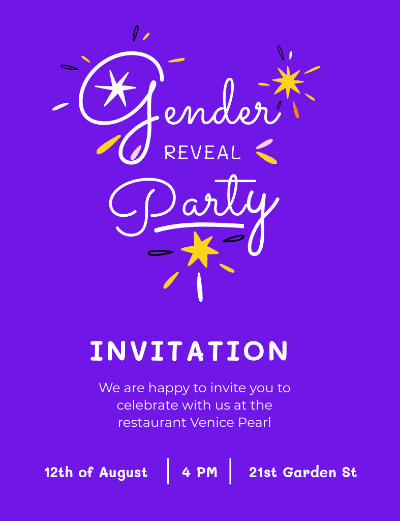 Gender Party Announcement Invitation 13.9x10.7cm Modelo de Design