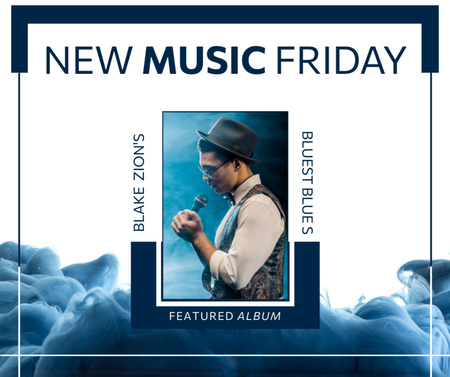 Music Friday Announcement with Young Musician Facebook Design Template