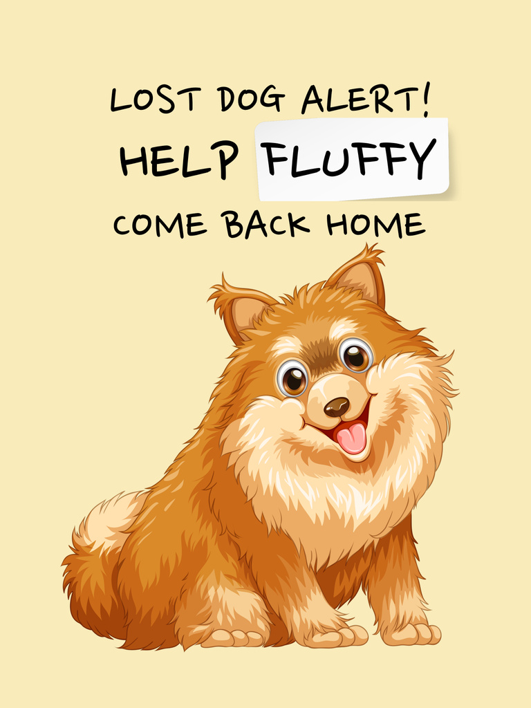 Cute Illustration of Lost Dog And Appeal To Help Poster 36x48in Modelo de Design