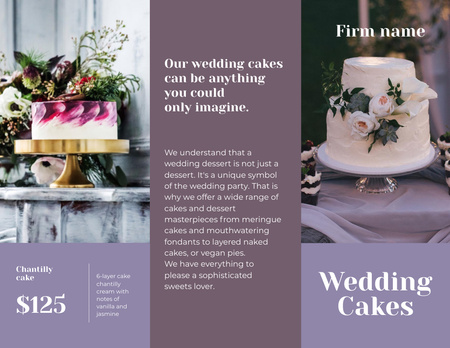 Wedding Cakes Offer in Purple Brochure 8.5x11in Z-fold Design Template