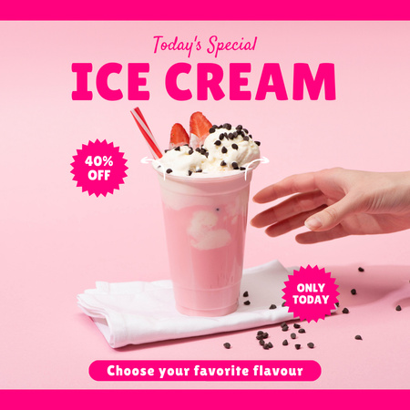 Designvorlage Special Price on Ice-Cream on Pink für Instagram