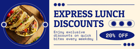 Express Lunch Discounts Ad with Tasty Tacos Tumblr Design Template