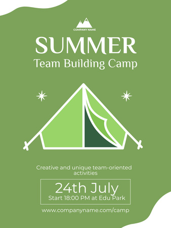 Summer Team Building Camp on Green Poster US Design Template