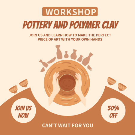 Discounts on Products from Pottery and Polymer Clay Instagram Design Template