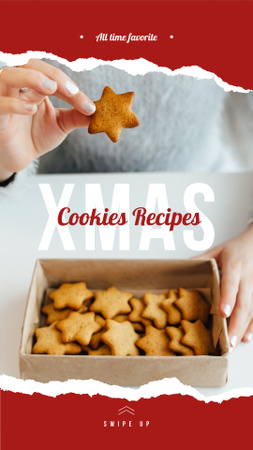 Woman holding Christmas ginger cookies Instagram Story Design Template