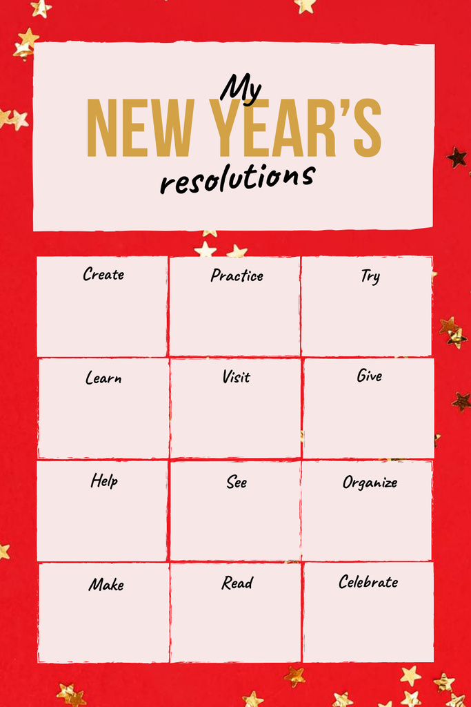 Ontwerpsjabloon van Pinterest van New Year's inspirational Resolutions