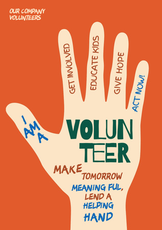Volunteering Motivation during War in Ukraine with Hand in Orange Poster Design Template