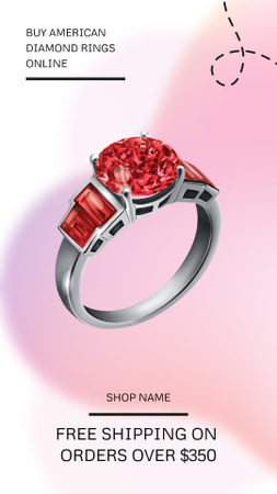 Anel de diamante vermelho Instagram Story Modelo de Design