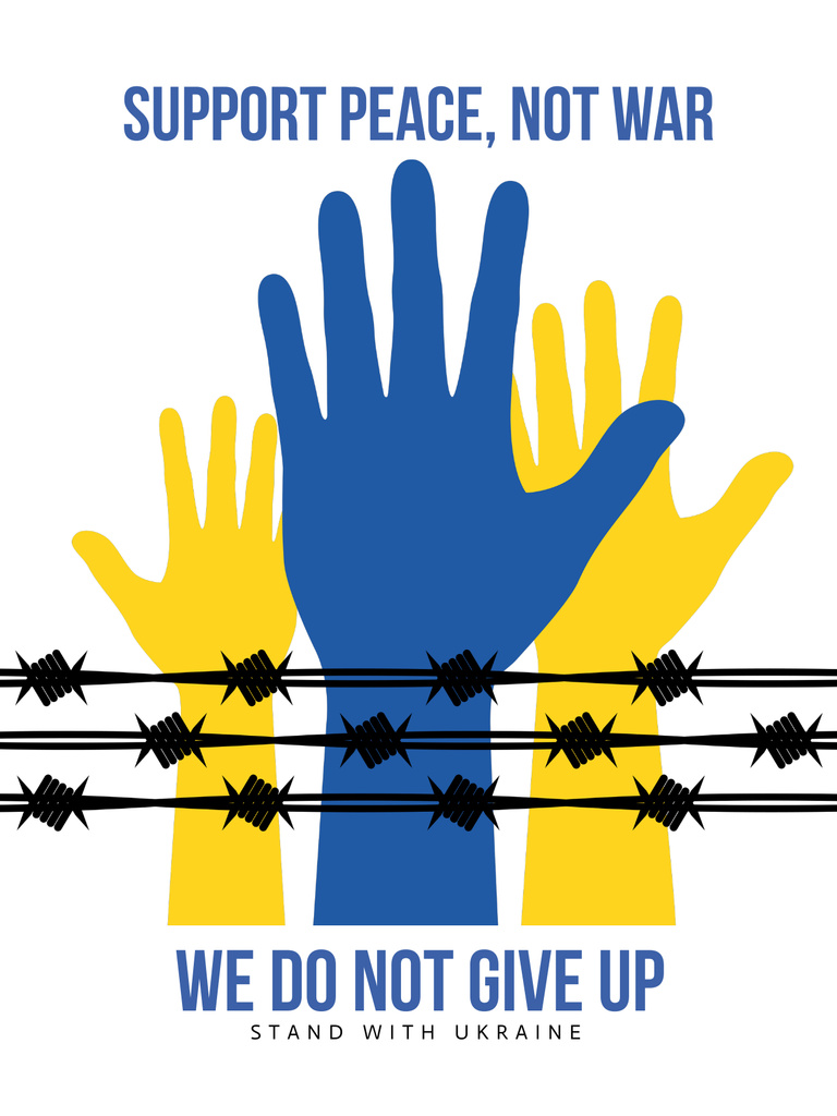 Support Peace, Not War in Ukraine Poster US Design Template