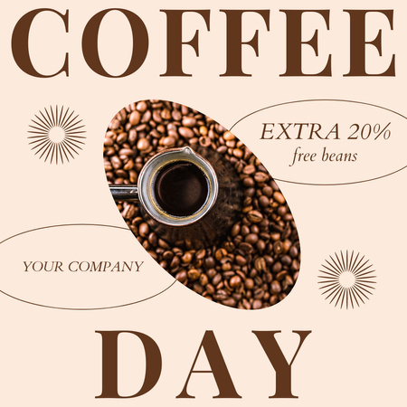 Coffee Cup and Coffee Beans on Table Instagram – шаблон для дизайну
