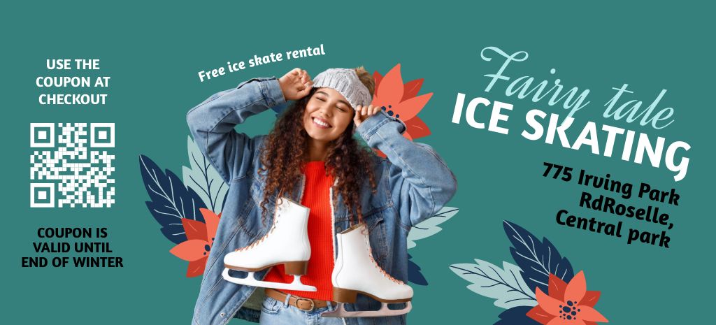 Template di design Price Off Skating Rink Visit Coupon 3.75x8.25in
