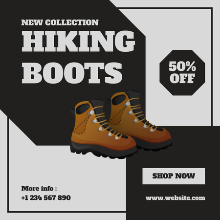 Hiking Boots Discount Offer Instagram AD Tasarım Şablonu