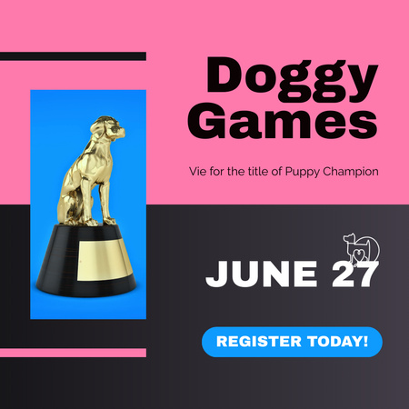 Ontwerpsjabloon van Animated Post van Eersteklas hondenspellen en kampioenschappen met prijzen