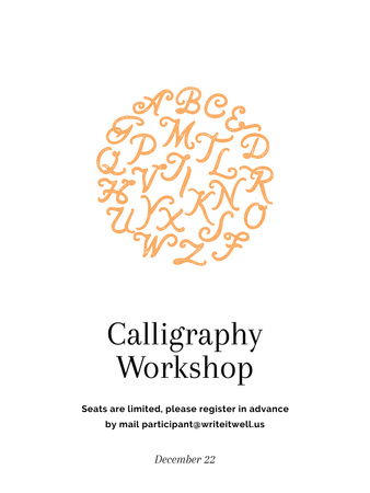 Calligraphy workshop Ad Poster US Design Template