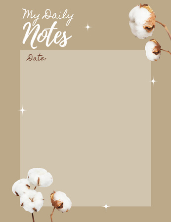 Designvorlage Daily Planner with Cotton Flowers für Notepad 107x139mm