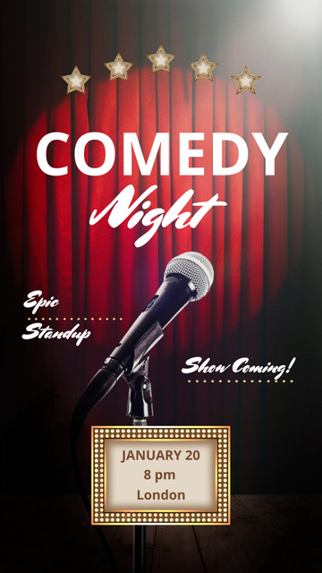 Cheerful Comedy Night Event Announcement With Comedians Instagram Video Story Tasarım Şablonu