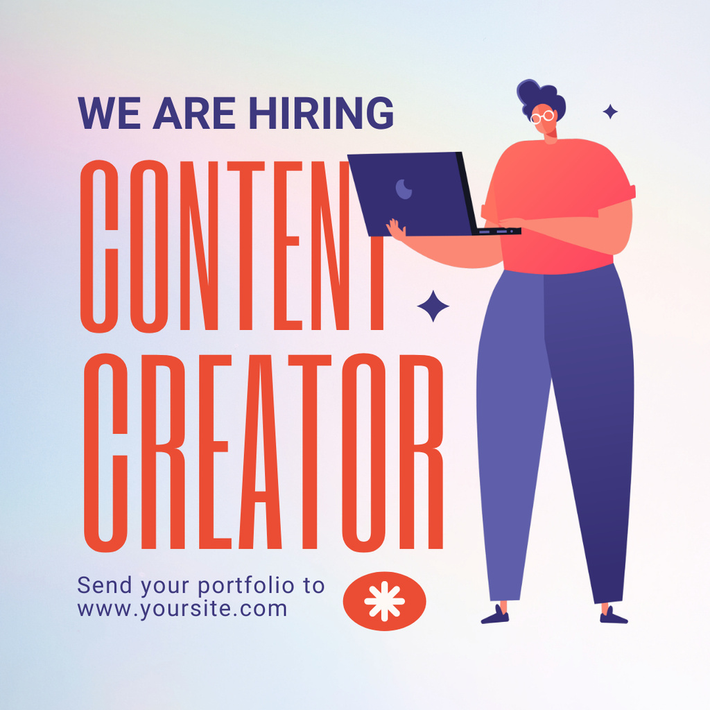 Plantilla de diseño de Competent Content Creator Hiring Announcement Instagram 