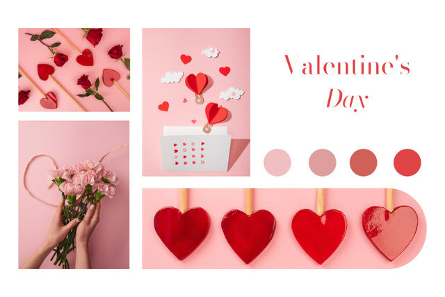 Romantic Collage for Valentine's Day Mood Board Design Template