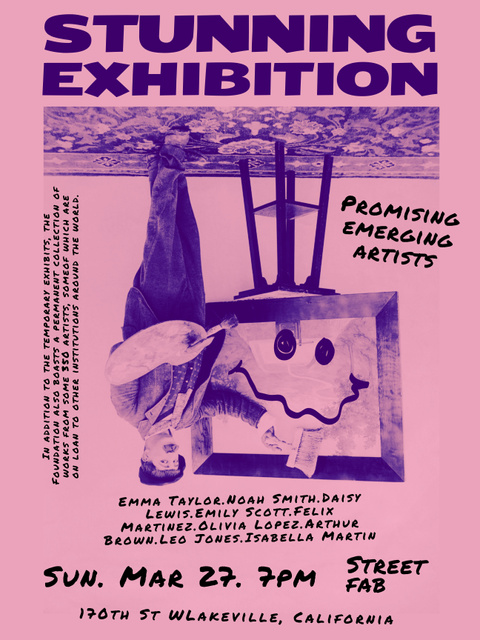 Art Exhibition Announcement in Retro Style Poster 36x48in tervezősablon
