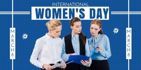 International Women's Day with Businesswomen Twitter Design Template